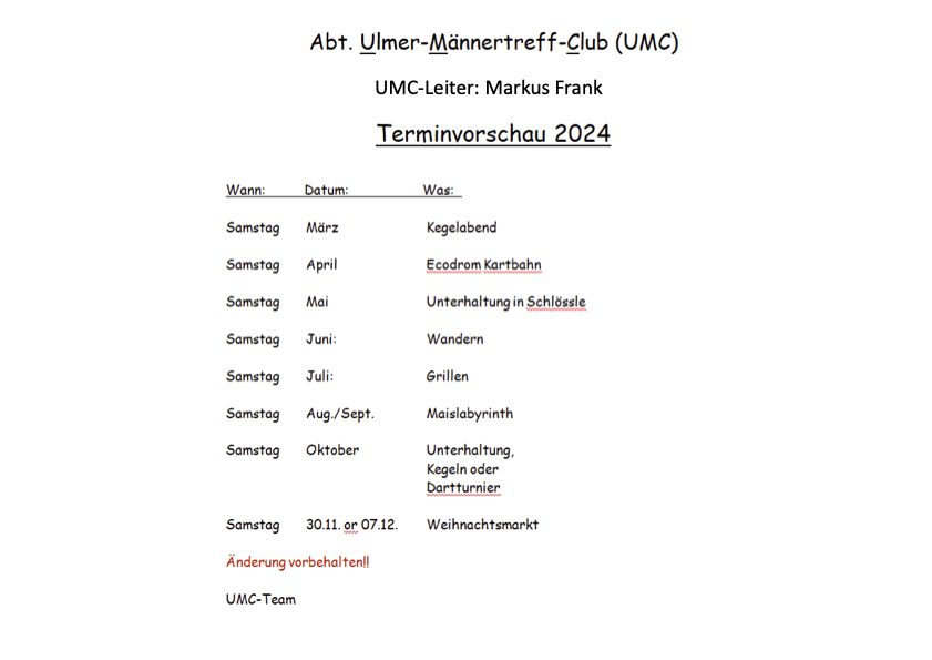 Terminvorschau 2024 UMC